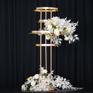LANJO 4 layer flower arrangement centerpieces <b>Tall</b> Gold Metal Centerpiece Stands Gold Multi-Ring Wedding Centerpiece Stand - Product Image 1