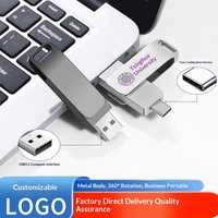 Nouvelle clé USB 2.0 OTG pour téléphone portable, type C rotatif, métal, cadeau créatif, 16G-128G, garantie 1 an, vente en gros