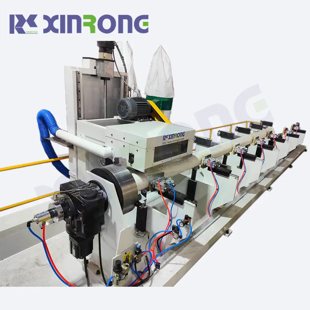 Líneas de equipos de automatización completa Xinrongplas que producen ranurado de tuberías de plástico y máquina de pantalla