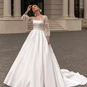 Robe de mariée style Mori, nouvelle jupe tutu de mariée, <span class=keywords><strong>dos</strong></span> <span class=keywords><strong>nu</strong></span>, pour séance photo, petite traîne, en satin, coupe ajustée, directement de l'usine - Product Image 1