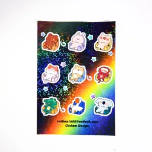 Custom high quality printed logo labels Self-adhesive waterproof vinyl die cut stickers Glitter die cut stickers