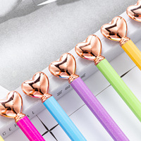 Stylo bille en métal en forme de cœur, logo personnalisé imprimé, largeur d'écriture 1,0 mm, encre non effaçable, cadeau promotionnel, publicité, nouveauté
