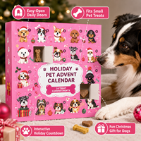 Boîte de calendrier de l'avent pour animaux de compagnie personnalisée pour Noël, 24 jours, emballage cadeau pour friandises pour chiens avec compartiments individuels, compte à rebours pour animaux de compagnie