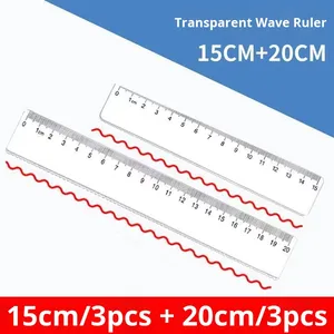 All'ingrosso cancelleria plastica trasparente 15cm & 20cm modello onda studenti righelli per la misurazione & disegno - Product Image 3