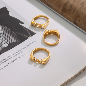 Anillo de Letras de Moda con 6 Diseños: MAMÁ, PAPÁ, HERMANA, HERMANO, FAMILIA, Anillo con Baño de Oro de 18K PVD, Anillo Estampado para Mujer, Joyería de Acero Inoxidable - Product Image 2