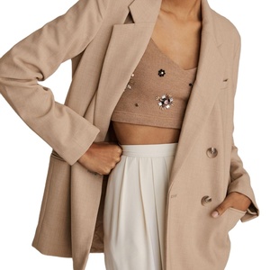 Última moda de manga larga trajes de doble botonadura Casual mujer suelta Blazer elegante traje de oficina profesional de negocios - Product Image 1