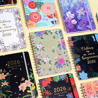 Carnet de notes A5 en cuir de haute qualité avec reliure spirale personnalisée 2026, agenda quotidien et hebdomadaire en anglais, vente en gros