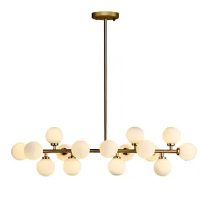 Iwork lighting nordic luxury brass glass ball chandelier Gold magic bean cluster molecular dining hotel pendant lights