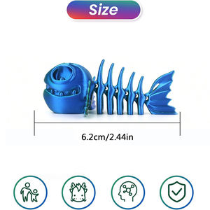 Modèle de <span class=keywords><strong>poisson</strong></span> squelette imprimé en 3D, jouet articulé réaliste et flexible, figurine mystère, cadeau pour panier de Pâques - Product Image 5