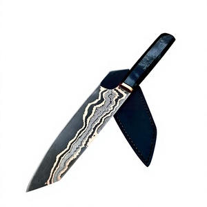 Couteau de Chef de Luxe en Acier Damas Cuivré, Forgé à la Main, Ambidextre, Professionnel, Longueur de Lame 8-9,9 pouces, Manche en Bois de Haute Qualité - Product Image 1