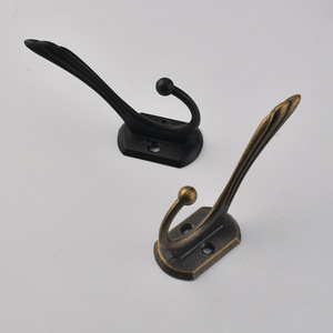 Double <b>Hook</b> Coat <b>Hook</b> <b>Wall</b> Mounted Bronze Black Cast Iron Rectangle Shape Bathroom Use Coat And Cap <b>Hook</b> - Product Image 1