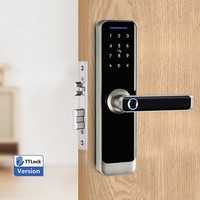 Serrure de porte intelligente électrique Smartek avec poignée en bois, carte à code numérique, personnalisation, empreinte digitale, TTlock pour la maison