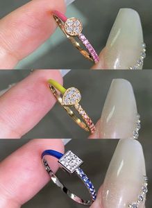 Anillo Xinfly Au750 de Diamante Natural y Oro de 18K con Esmalte de Zafiro de Colores Arcoíris, Joyería de Moda, Regalo para Mujer, Boda, Fiesta - Product Image 4