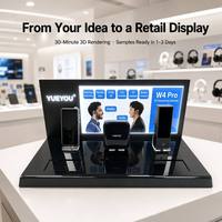 Support d'affichage pliable personnalisé avec éclairage LED, base en acrylique noir brillant, écran publicitaire rétroéclairé pour comptoir