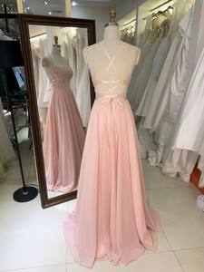 2026 Color Rosa A-Line vestido de baile hasta el suelo vestido de noche de fiesta flores bordadas con cordones en la espalda - Product Image 4