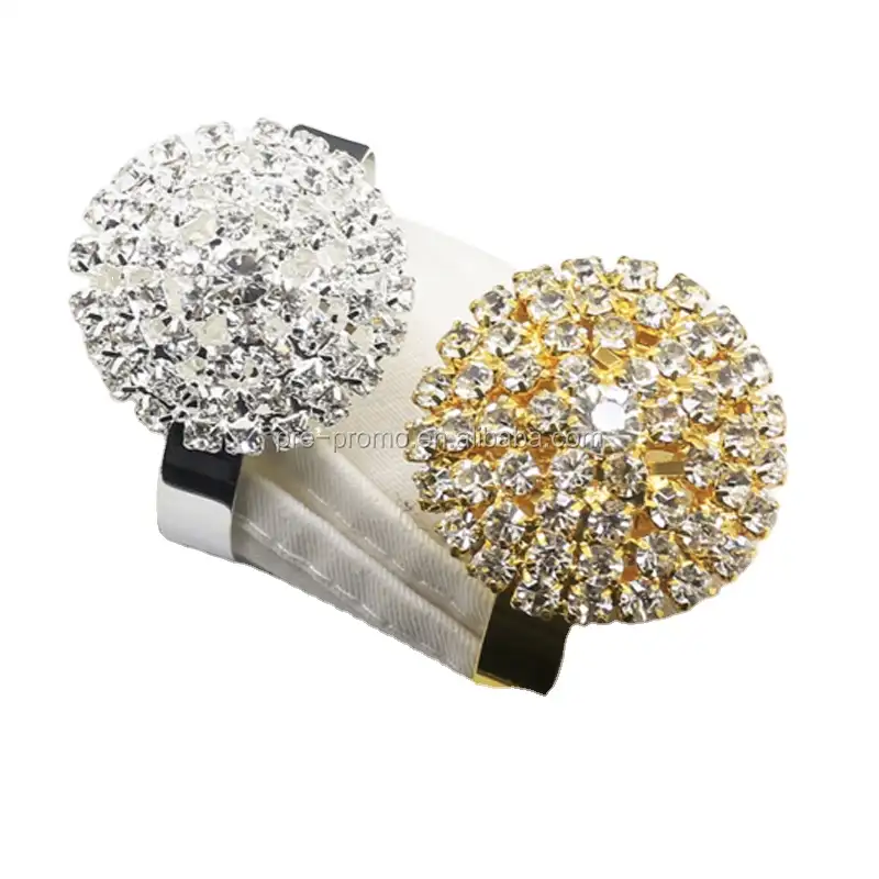 Servilletas de Metal con diamantes de imitación de cristal, anillo para boda y cena, venta al por mayor