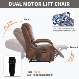 Sillón <span class=keywords><strong>Reclinable</strong></span> Eléctrico de Cuero Sintético Marrón con Doble Motor, Reposabrazos de Madera Maciza, Bolsillos Laterales, Masaje con Calor y Estructura Metálica Reforzada - Product Image 6