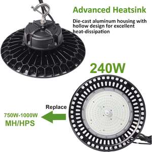 150W สำหรับไฟทรงสูงยูเอฟโอ LED 5000K สีอุณหภูมิตะขอเปิดดีไซน์ DLC + ETL ได้รับการรับรองสำหรับคลังสินค้าให้แสงสว่างในอาคารโรงงาน - Product Image 4