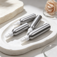 Flacons pulvérisateurs OEM de luxe en aluminium argenté 50ml 100ml 200ml 250ml, conteneurs à pompe pour cosmétiques et huiles essentielles, avec estampage or et finition soyeuse