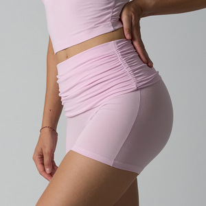 Shorts de Algodón de Cintura Alta para Mujer, Pantalones de Yoga Ajustados y Plegables, Alta Elasticidad, Diseño de Cinco Puntos para Deportes y Fitness - Product Image 2