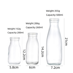 Bouteille en verre à lait transparent vide cj015, bouteille à boire, pot à boissons - Product Image 2