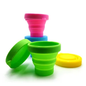 Wholesale Mini Cute Eco Friendly Foldable Silicone Water Cup with Lid for Travel