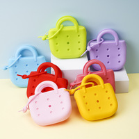 Mini Bolso de Silicona Realista, Perforado, Color Caramelo, Impermeable, para Niñas, Bolsa de Playa, Bolsa de Cosméticos de Viaje, Estilo Nórdico
