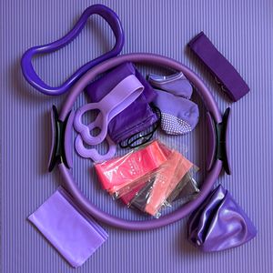 Dilun Pilates Ring Set 13-Piece Yoga Fitness Kit With Resistance <b>Bands</b> Hip Ring Ball Stretching Strap For Home Exercise - Product Image 2