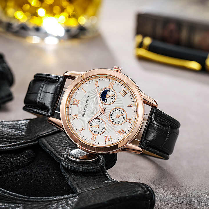 2024 Hot Sale Multi function Fashion Men s commercial affairsWatch Leather Belt Quartz Wristwatch Chronograph Waterproof Watches