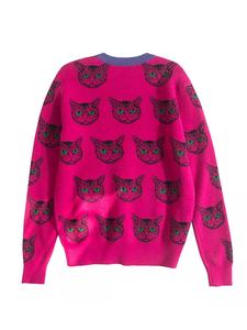 High Quality Runway Designer <strong>Cat</strong> Print Knitted Sweaters Pullovers <strong>Women</strong> Autumn Winter Long Sleeve Harajuku Sweet <strong>Jumper</strong> C-054 - Product Image 2