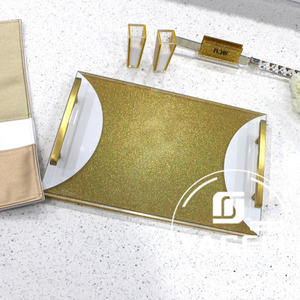 Shinyageli — plateau en acrylique marbré rayé, panneau en acrylique, avec poignée en or, nouvelle collection - Product Image 6