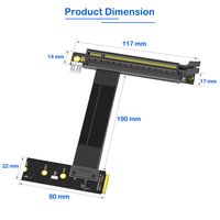 Adaptador de cable elevador de expansión GPU M.2 NVMe Key M a PCI-E 16X con alimentación de 12V y 4 pines (dirección izquierda) de aleación de aluminio en stock