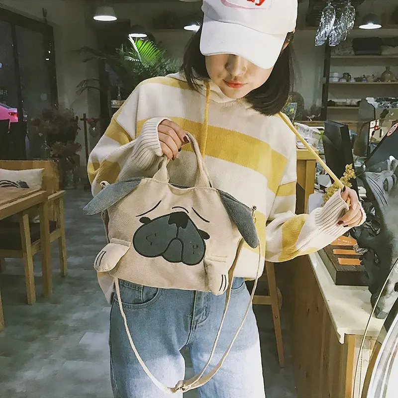 Giapponese carino velluto a coste Shar Pei cane Pet spalla moda 2021 donne Messenger divertente animale Tote Sling borse borsa