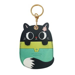 Llavero de estilo lindo con diseño de gato en relieve de cuero PU, creativo y adorable, para tarjetas de estudiante, tarjetas de autobús y etiquetas de equipaje de viaje aéreo - Product Image 5