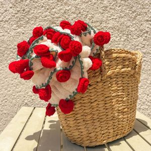 Handmade Cozy Crochet Bouquet <strong>Blanket</strong> Eco-Friendly Winter Bedspread Woven Rose Floral Scarf Shawl Braided Quilt Carpet Knitted - Product Image 3