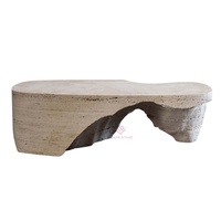 Table basse en pierre de travertin beige de qualité supérieure Table en marbre irrégulière de concepteur moderne meubles en pierre artistique de salon de luxe