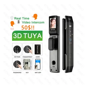 Real Time Video Intercom TUYA WIFI Face Recognition Smart Door Lock With Camera Digital Fingerprint Keyless Smart Lock