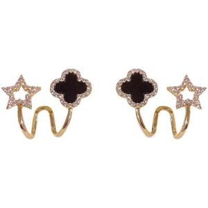 Elegantes y Delicados Aretes de Trébol de Cuatro Hojas con Microcirconitas Bañados en <span class=keywords><strong>Oro</strong></span> para Mujer - Product Image 6