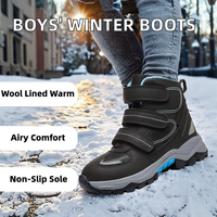 Botas de Nieve Impermeables para Niños, con Triple Correa de Velcro, Forro Polar, Antideslizantes, Reflectantes, para Senderismo al Aire Libre