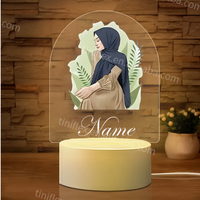 Veilleuse islamique personnalisée en acrylique Lampe LED USB avec personnages religieux Cadeau parfait pour le Ramadan et l'Aïd pour les filles musulmanes Lampe décorative