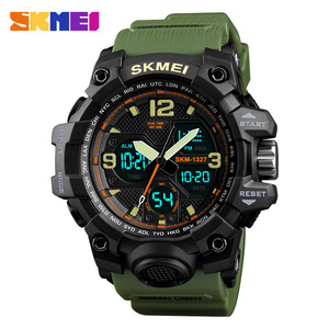 Skmei Digital Watch Skm 1327 Green Light Dual Time Waterproof Shockproof Outdoor Sports Watch Unisex - Product Image 1