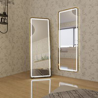 WOSEN Miroir pleine longueur avec cadre en aluminium et interrupteur tactile éclairé par LED Design moderne pour la chambre à coucher et la salle de bain
