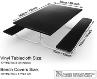 HuiHe 3 pièces Table de pique-nique et banc housse ajustée pour Table de 6 pieds 30X72 pouces vinyle bords élastiques couverture de Table étanche