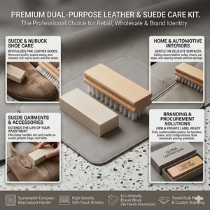 Kit de Nettoyage Personnalisé OEM pour Cuir et Nubuck – Brosse en Bois et Gomme pour Chaussures, Sacs à Main et Bottes – Vente en Gros - Product Image 4