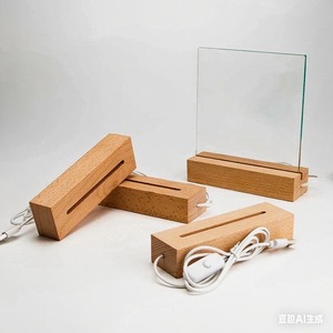 Hình chữ nhật bằng gỗ ledwarm ánh sáng đèn hiển thị đứng cơ sở cho hiển thị hình ảnh Acrylic hình ảnh plexiglass pha lê nhựa thủ công nghệ thuật - Product Image 6