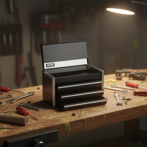 Boîte à outils en métal Vevor de 8,6 pouces, 3 tiroirs, rangement portable pour atelier, noir - Product Image 2