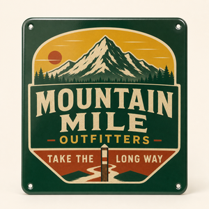 Panneau de signalisation vintage en <span class=keywords><strong>métal</strong></span> émaillé personnalisé pour sentiers de montagne, <span class=keywords><strong>décoration</strong></span> <span class=keywords><strong>murale</strong></span> <span class=keywords><strong>extérieure</strong></span> pour cabane, café, magasin de détail, promotion en gros OEM - Product Image 1