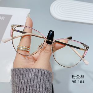 مصنع نظارات معدنية بالجملة، تصميم عصري للنساء، تصميم متعدد الألوان بالماس، نظارات للقراءة مضادة للضوء الأزرق - Product Image 4