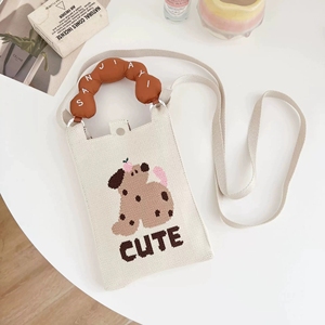 2026 Vielseitige Niedliche Mini Gestrickte Langlebige Polyester Handytasche mit Verstellbarem Riemen Neue Mode Mädchen Casual Tragetasche - Product Image 2