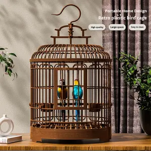 Kuş Kafesi Ev Tipi Büyük Boy Lüks Villa <span class=keywords><strong>Retro</strong></span> Plastik Taşınabilir Kolay Temizlenen Açık Hava Kafesi Şakayık Tomurcuğu Papağan İnci - Product Image 1